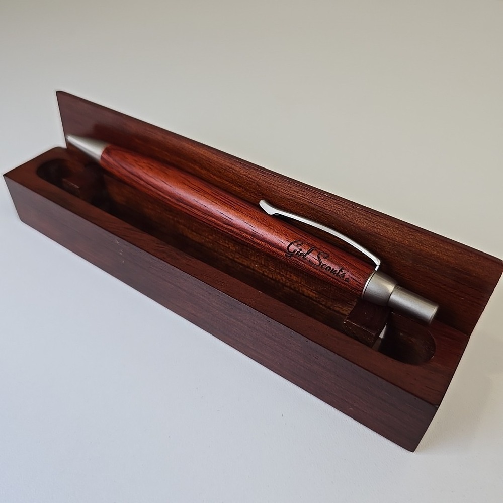 Vintage Girl Scouts Wood Pen Wood Case Presentation Box Refillable
